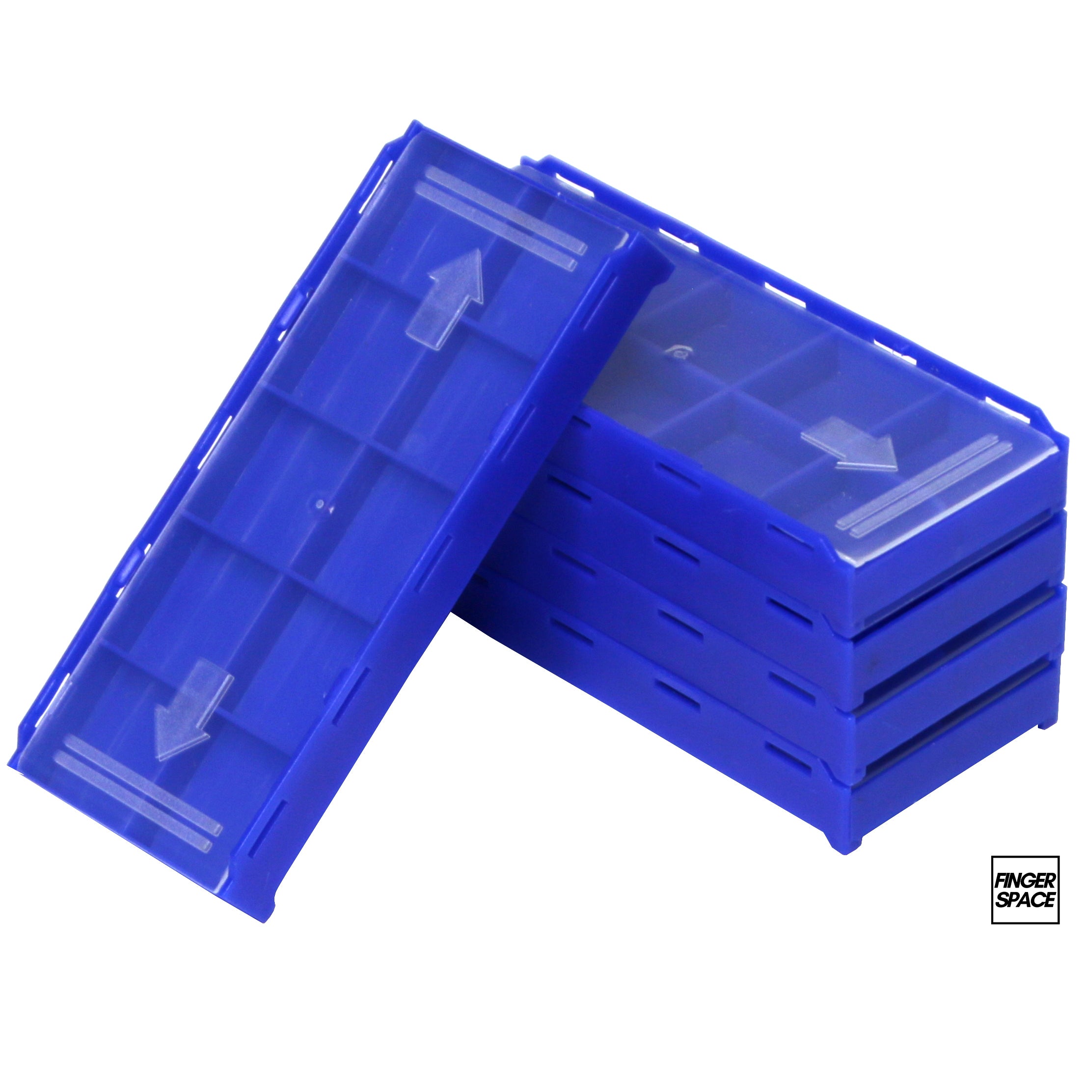 5-Pack of Blue "Space Cases" - Modular Stacking Storage Boxes