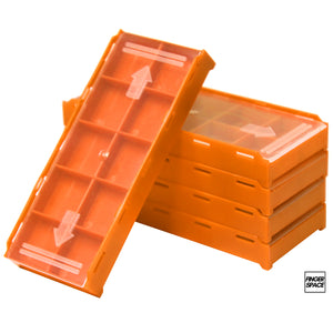 5-Pack of Tangerine Orange "Space Cases" - Modular Stacking Storage Boxes