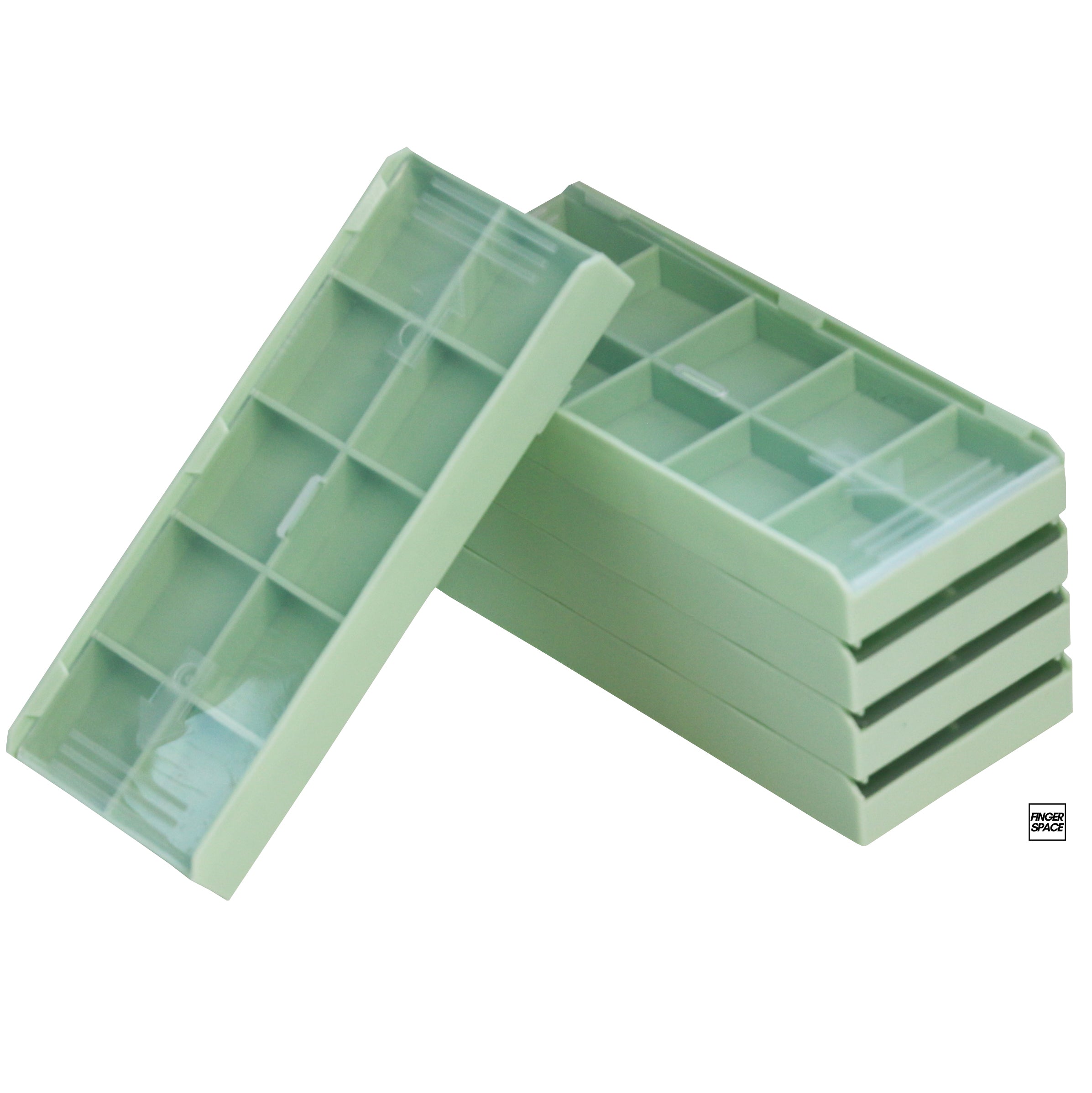 5-Pack of Seafoam Green "Space Cases" - Modular Stacking Storage Boxes