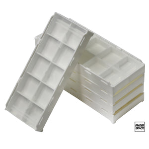 5-Pack of White "Space Cases" - Modular Stacking Storage Boxes